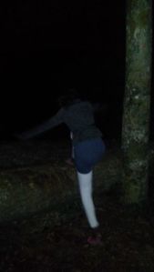 Rehema jumping over the log
